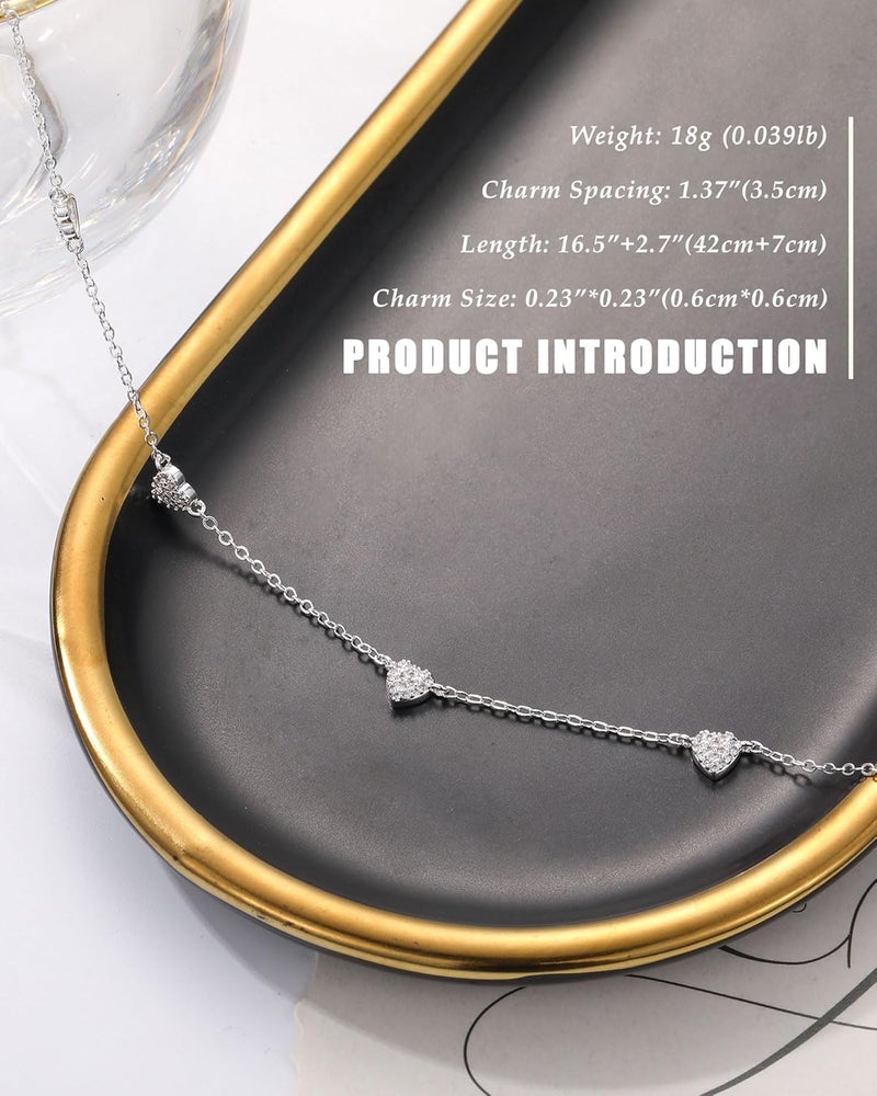 FUNEIA Dainty Silver Gold Necklaces for Women Trendy Non Tarnish 14K Gold Plated Cubic Zirconia Necklace Layered Cute Butterfly Heart Station Choker Necklace Stack for Wedding Prom Brides Jewelry - Image 4